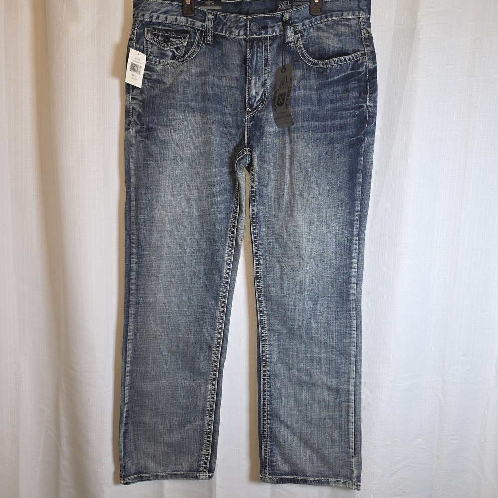 Axel Treadwell Mens 36x32 Wolcott Relaxed Straight Denim Blue Jeans NWT!